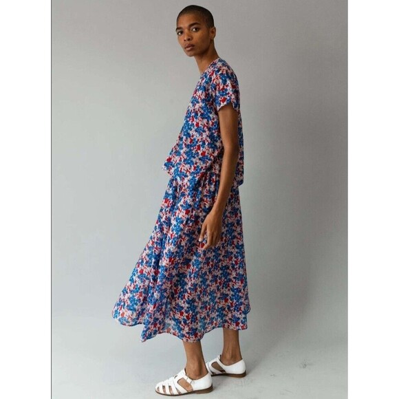 CARON CALLAHAN Selma Maxi Dress Floral Short Sleeve Cotton Voile Posy Small - Picture 16 of 16